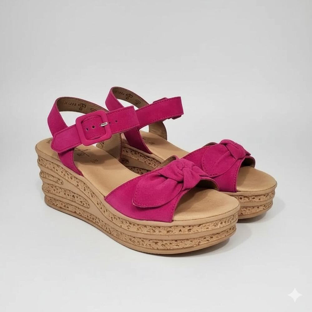 Gabor Teman Wedge Heel Sandals in Pink Suede